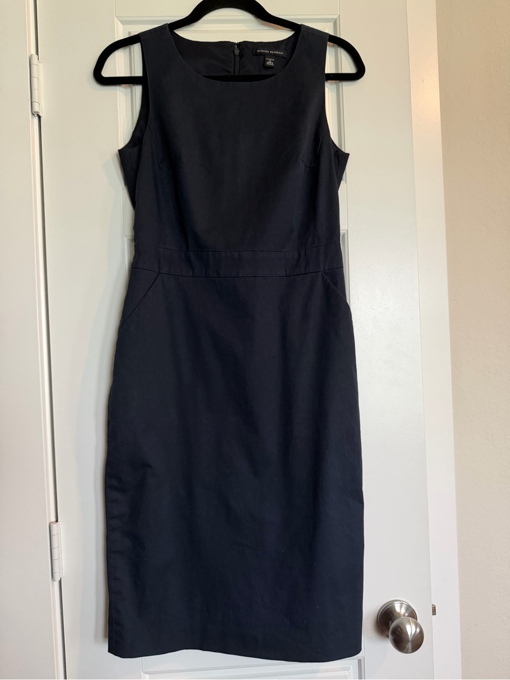 Banana Republic Blue Sleeveless Midi Sheath Dress